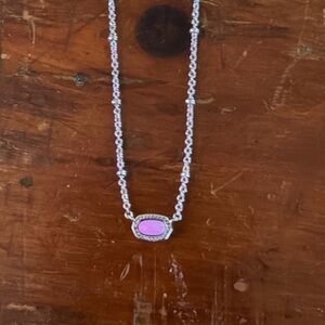 Kendra Scott Silver Necklace with Light Pink Oval Stone